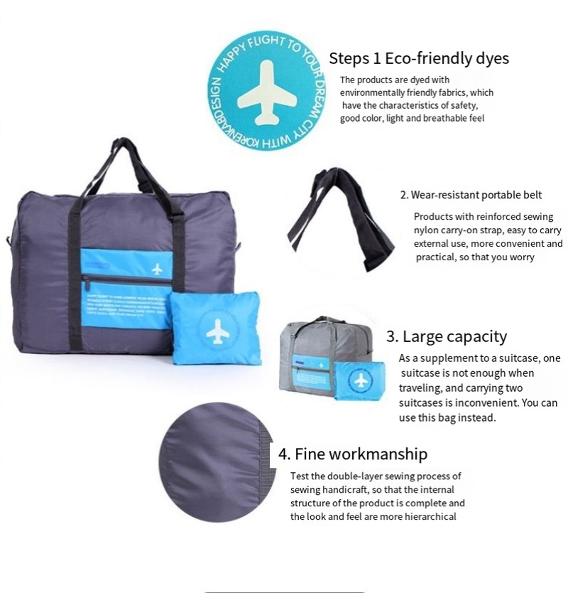 Korean version of the spot net red folding luggage bag large capacity can set the rod storage bag portable lightweight travel storage bag_voghion.com