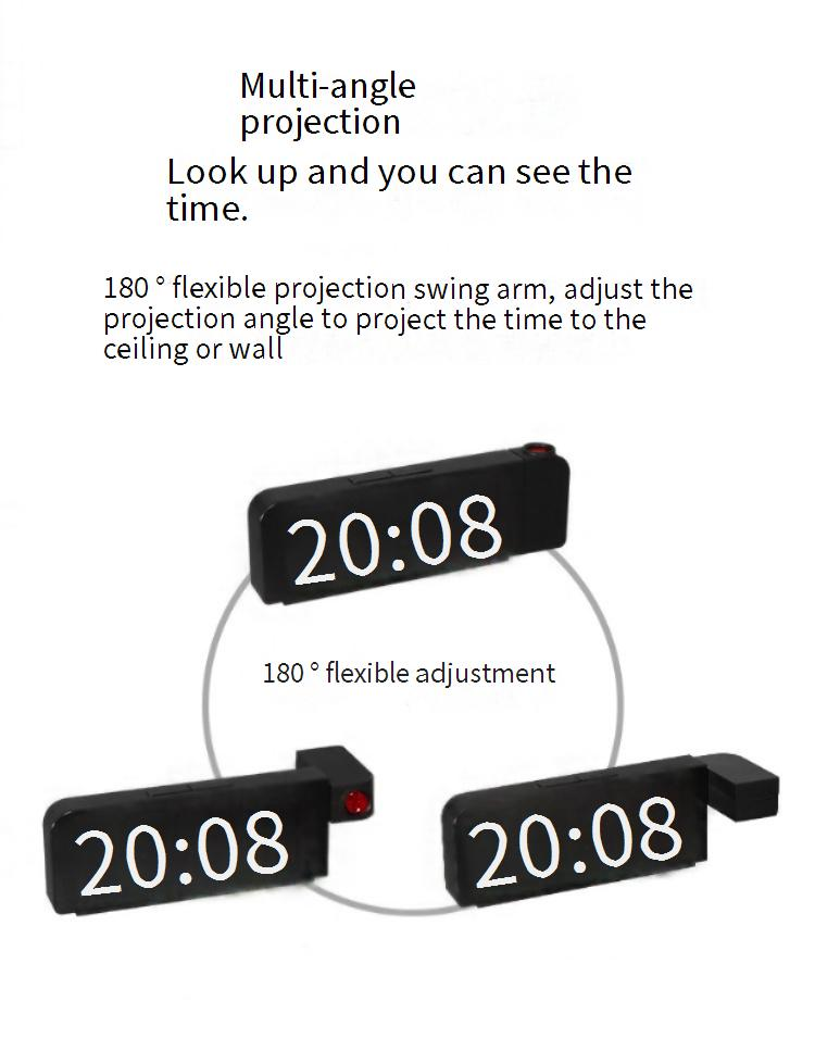 Alarm Clocks LED New Simple Projection Large Font Color Display Electronic Digital Alarm Clock With Temperature_voghion.com