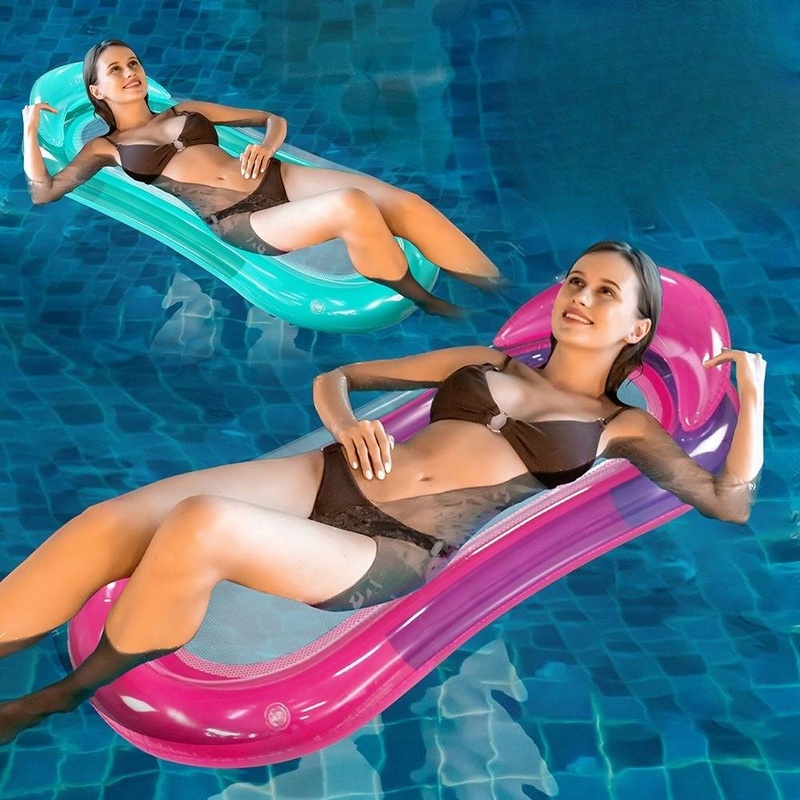 Inflatable Pool Lounge Chair Extra Wide PVC Floating Bed With Adjustable Backrest For Adults Beach Lake Relaxation_voghion.com