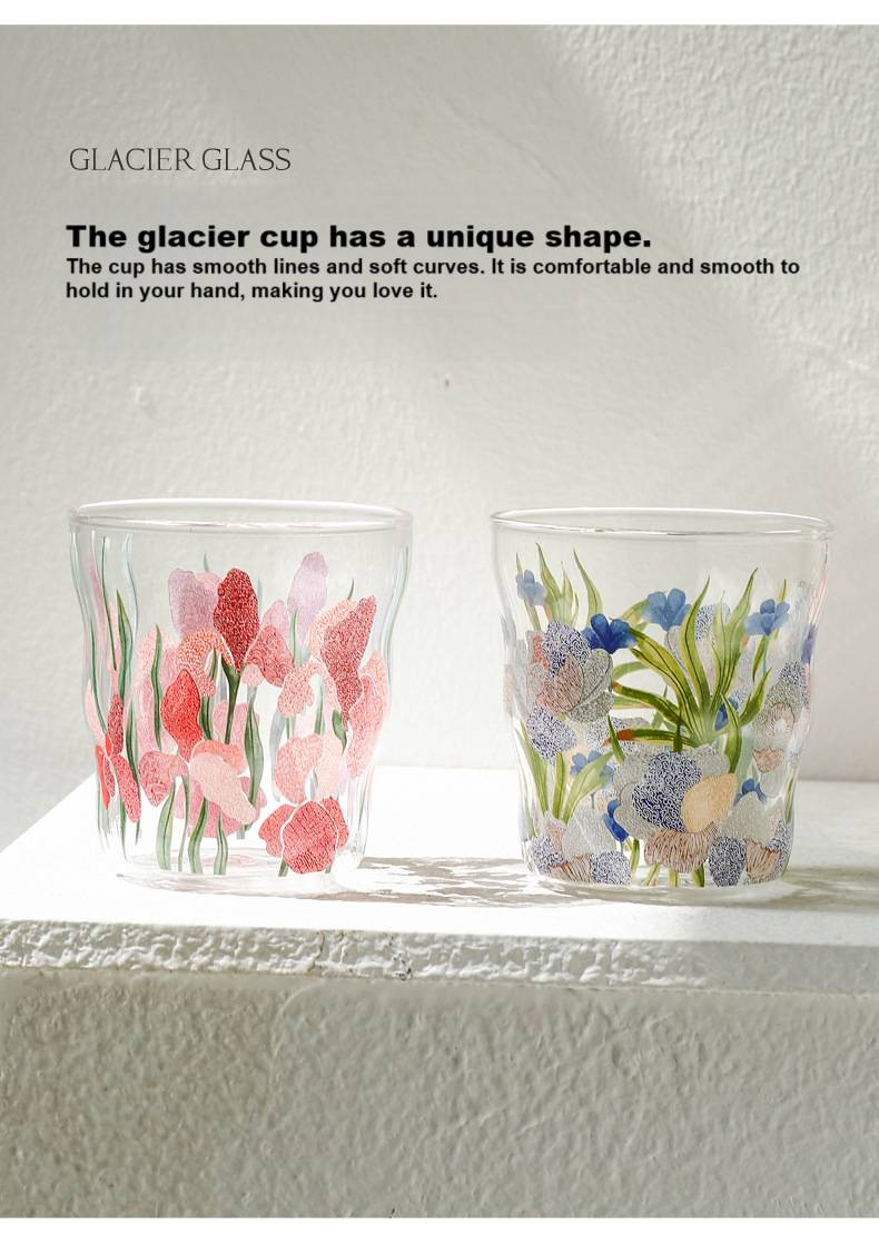 Heat-resistant And Cold-resistant High Borosilicate Printed Glacier Glass Ins Explosion-proof Summer Cold Drink Water Cup Coffee Cup_voghion.com