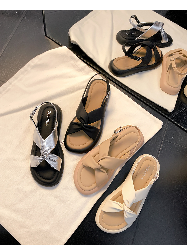 Damenschuhe Damensandalen für den Sommer im Freien, mit gekreuzten Riemen, Fee, mit Rock, weicher Unterseite, Strand, flach_voghion.com