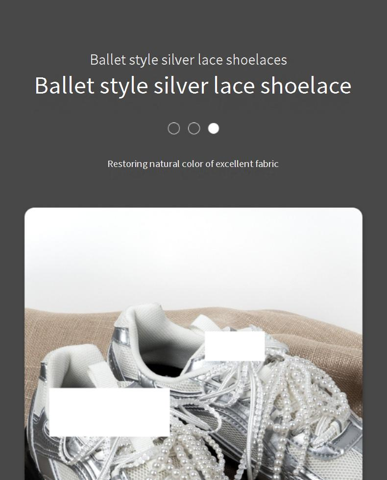 Lace Silver Shoelaces Ballet Style Suitable For Forrest Gump Shoes Silver Casual Sports Shoes With Ropes A Pair_voghion.com