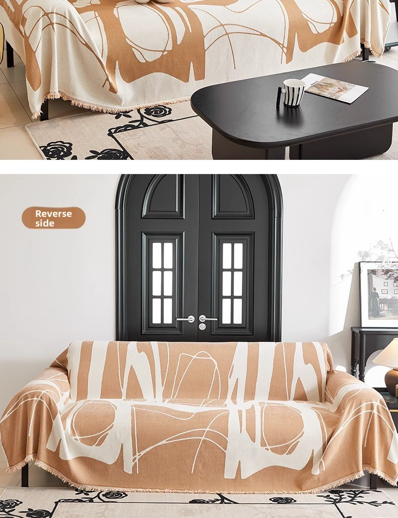 Abstract Geometric Chenille Sofa Cover - Modern Thickened Slipcover (Non-Slip Full Coverage Premium Textured Fabric)_voghion.com