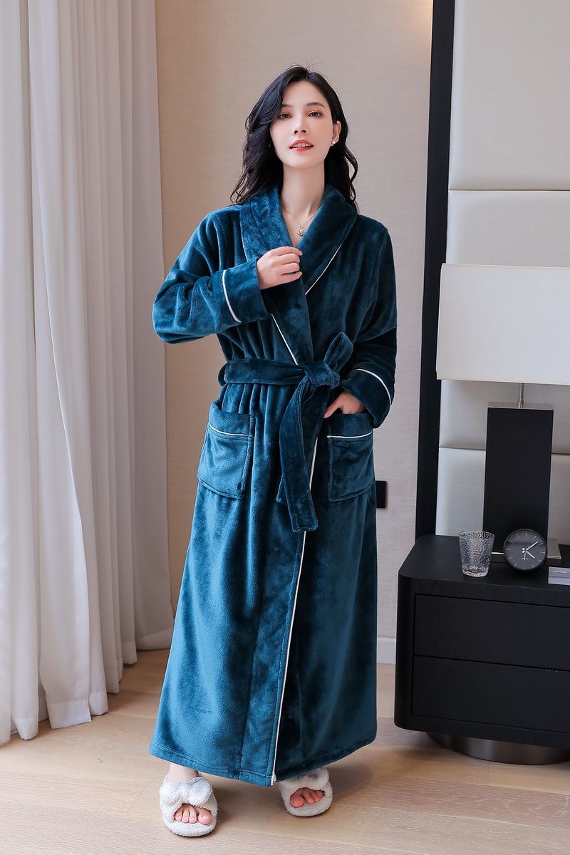 Luxury Flannel Robe For Women & Men - Ultra Soft Fleece Bathrobe With Long Sleeves Cozy Winter Sleepwear Couples Matching Loungewear In Elegant Colors_voghion.com