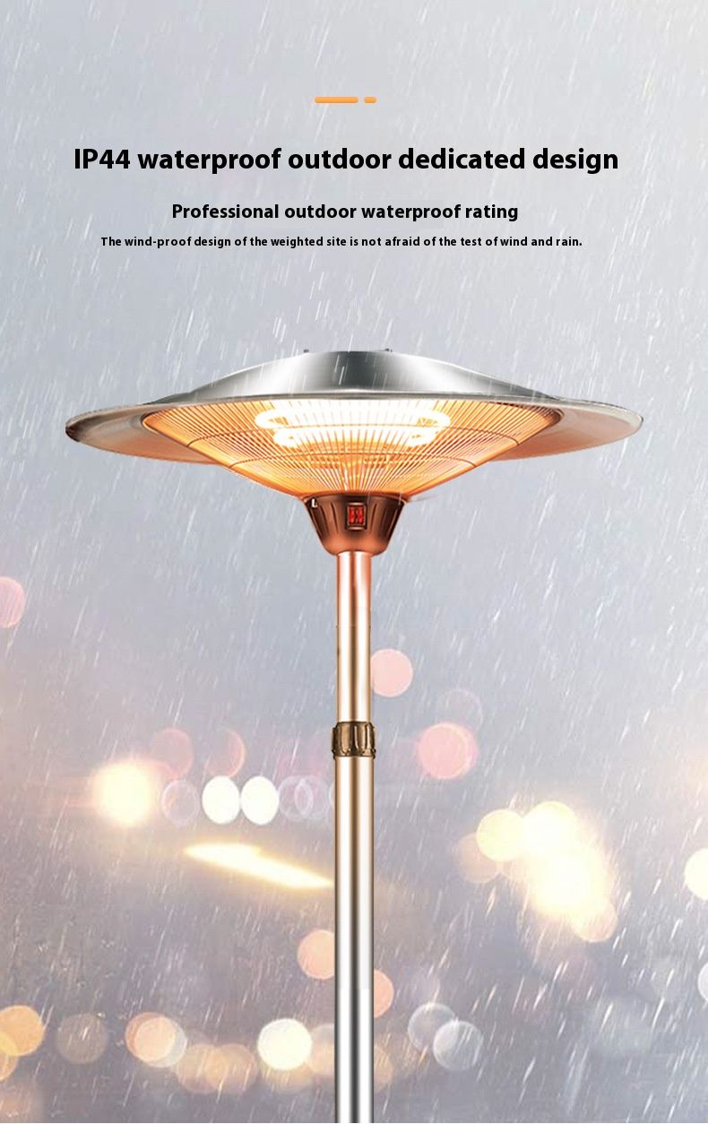 Riscaldatore da esterno in fibra di carbonio - Riscaldatore elettrico regolabile in altezza da 3000 W per uso interno/esterno, impermeabile IPX4, protezione da surriscaldamento e ribaltamento, 220 V_voghion.com