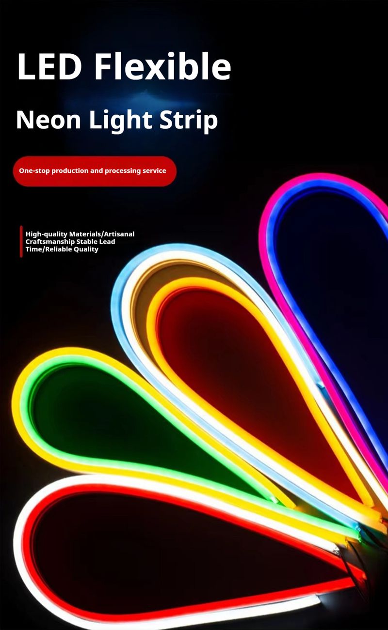 Kit de tira de luces LED de neón flexibles de 12 V, tira de luces RGB de 5 m que cambia de color con fuente de alimentación, resistente al agua para publicidad y decoración exterior._voghion.com