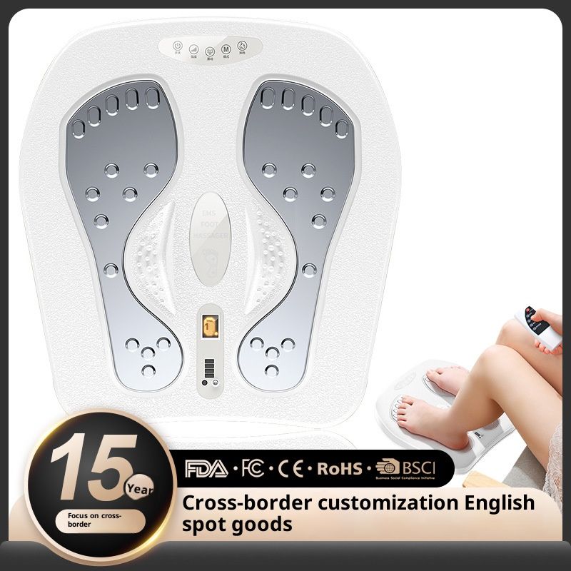 Massaggiatore per piedi con telecomando wireless, terapia a impulsi EMS, vibrazione e calore - Tappetino portatile per riflessologia Shiatsu_voghion.com