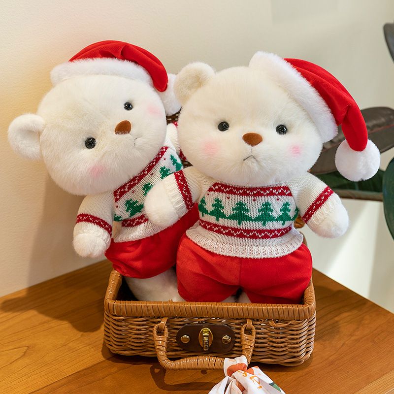 Movable Joint Christmas Teddy Bear Plush Toy - 30cm Soft Stuffed Animal Doll With Sweater/Cape/Scarf Outfits, Perfect Gift For Kids & Couples_voghion.com