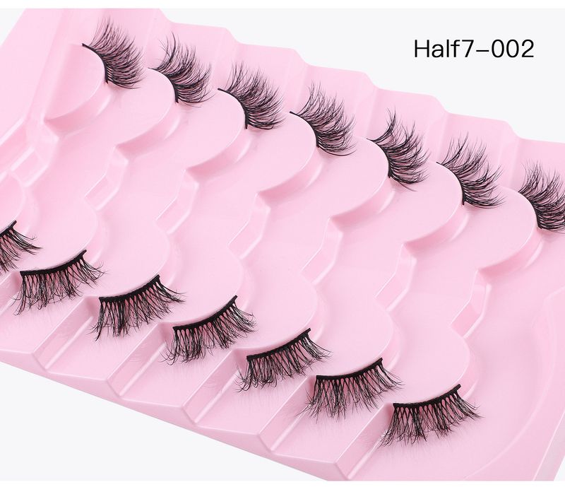 False Eyelashes New Half Eye Slanted Fox Style False Eyelashes 7 Pairs Thick Curled Eye End Lengthening Eyelashes False Eyelashes_voghion.com