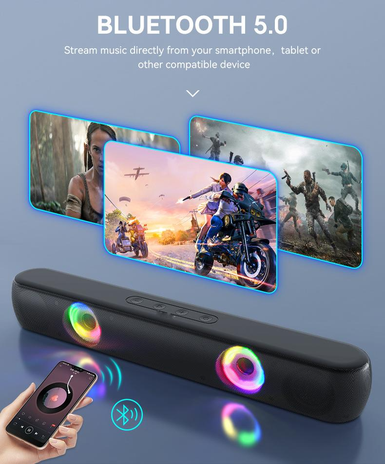 Long Strip RGB Luminous Bluetooth B320 Game Home Stereo 3D High Quality TypeC Speaker_voghion.com