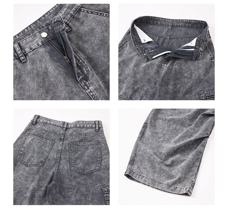Pantaloni cargo larghi unisex – Joggers militari utility in 100% cotone con silhouette da paracadutista ed effetto slavato (XS-2XL, grigio scuro/grigio chiaro)_voghion.com