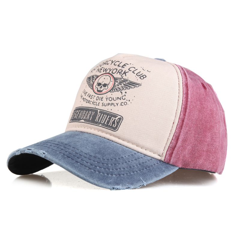 Nuovo berretto da baseball con stampa a teschio lavato in cotone 2024 per uomo e donna, berretto con lingua d'anatra vintage personalizzato di New York_voghion.com