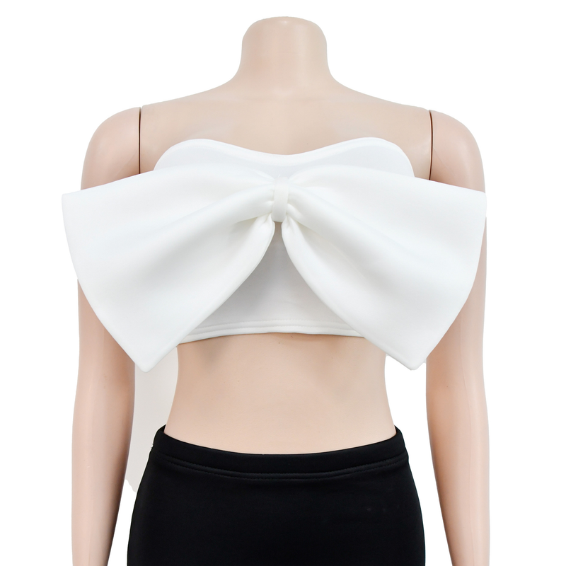 Ensemble deux pièces pour femme avec haut tube sans manches et jupe à nœud sur la hanche_voghion.com