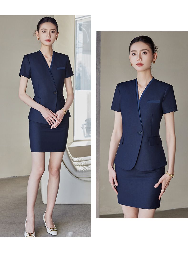 High End Professional Short Sleeved Suit Set, Women's Summer Thin Design, Hotel Front Desk Reception, Workwear, Jewelry_voghion.com