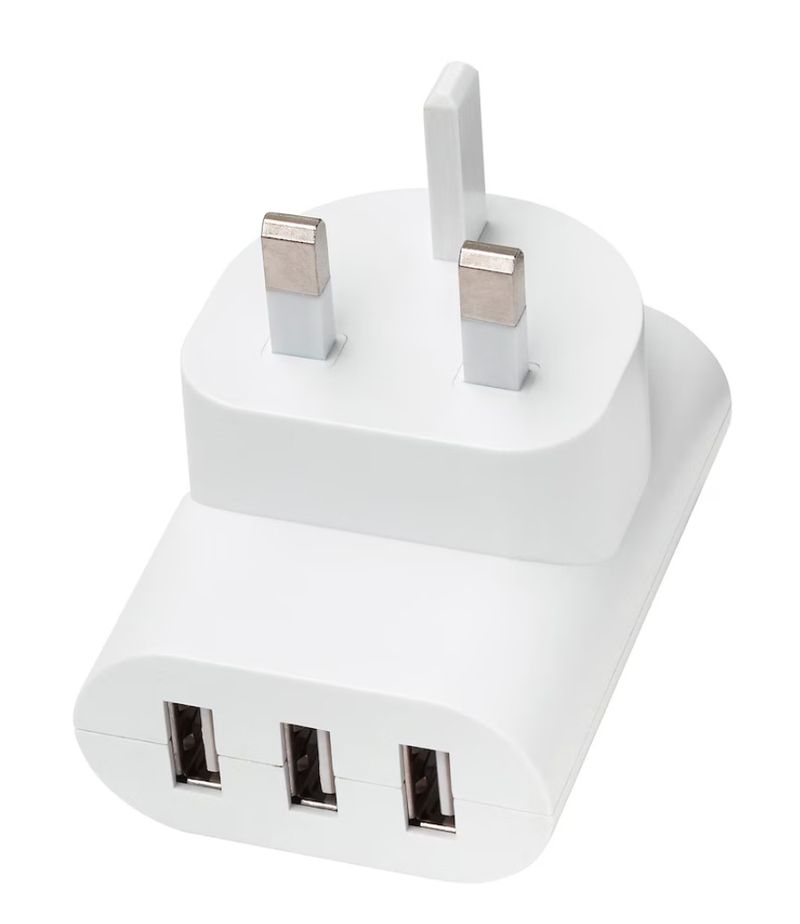 IKEA KOPPLA 3-Port UK Plug USB Mains Charger For All Smartphones & Tablets White_voghion.com