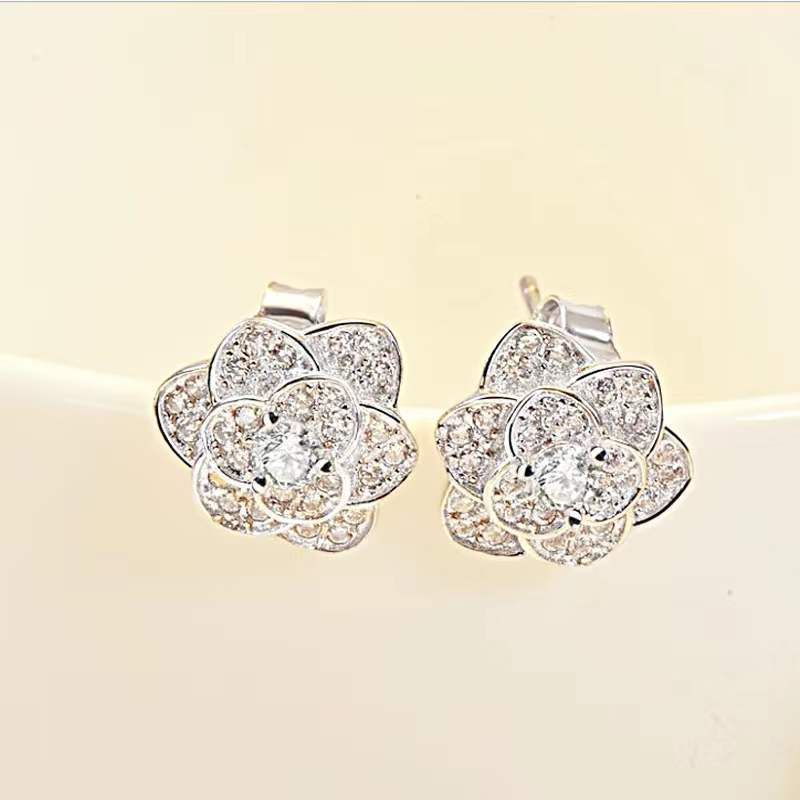 Eleganti orecchini a forma di fiocco di neve in stile coreano, con diamanti, versatili, per le donne_voghion.com