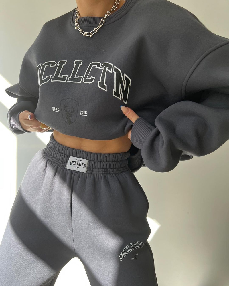 abbigliamento casual europeo e americano transfrontaliero moda stampata abito spesso più felpa in velluto pantaloni a maniche lunghe abito_voghion.com