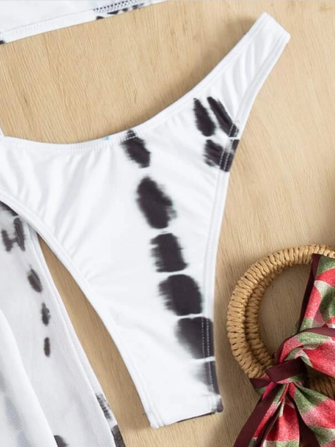 Women's Full Print Vertical And Horizontal Bikini Swimsuit And Covered Pants Bikini_voghion.com
