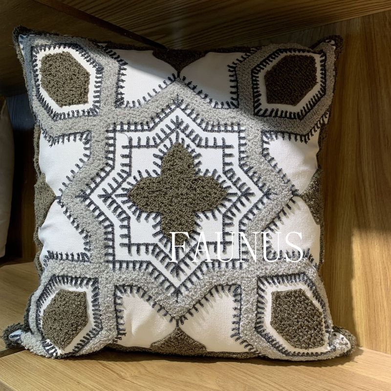 Modern Geometric Linen Embroidery Pillow Cover - Minimalist American Style Throw Pillow For Sofa & Home Decor_voghion.com