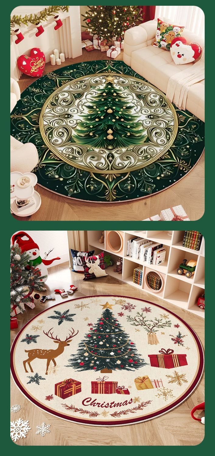 Atmosphere Round Mat Christmas Tree Decoration Living Room Carpet Ins_voghion.com