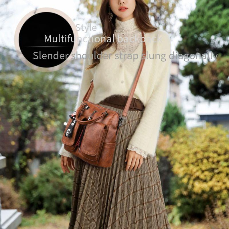 Contrasting color shoulder bag handbag 2024 new versatile fashion one-shoulder diagonal bag three-purpose bag with leather multi-purpose bag_voghion.com