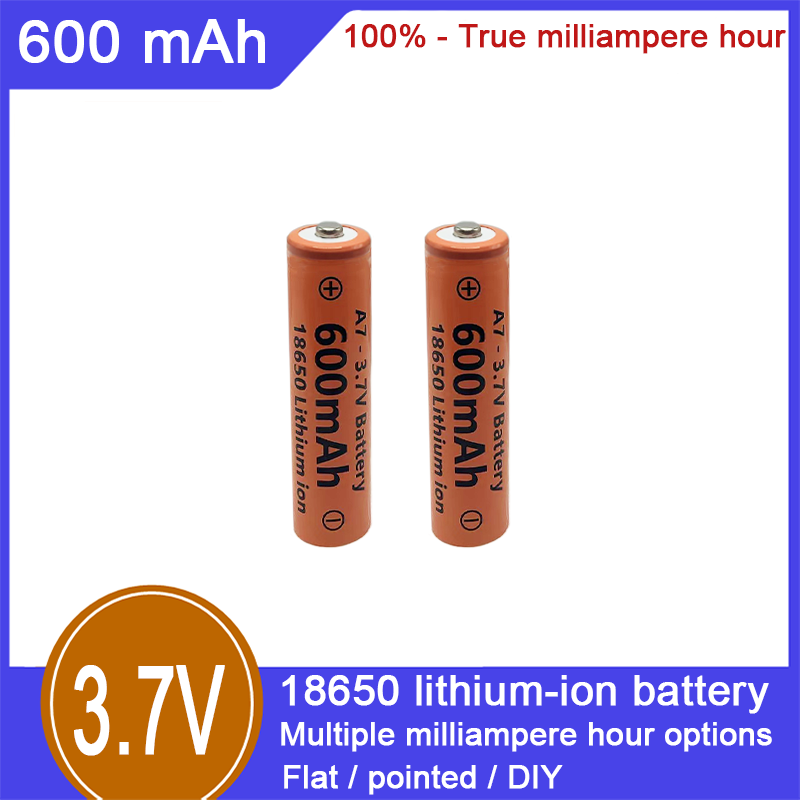 18650 ličio jonų įkraunama baterija, 3,7 V, 600 mAh, 100 % talpos, tinka elektriniams žaislams, elektroninėms cigaretėms, žibintuvėliams ir kitoms sritims_voghion.com