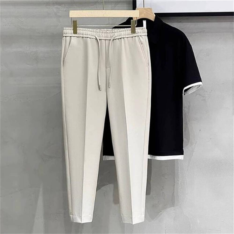 Léto 2025 Cross Border pánské slim fit kalhoty pro malé nohy ležérní business kalhoty s devíti body_voghion.com