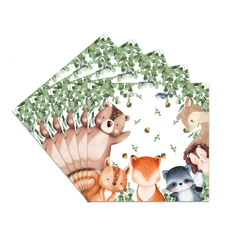 Décorations de fête DIY Nouvelle vaisselle de fête d'animaux de la jungle Décoration d'anniversaire pour enfants et bébés Thème forêt Assiettes en papier jetables Nappe_voghion.com