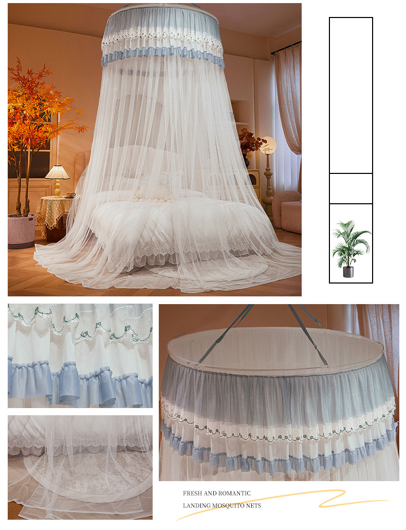 Prinses Lady Dome Klamboe Ins Stijl Zelfelastisch Patroon Tent Hangend Plafond Ronde Tent_voghion.com