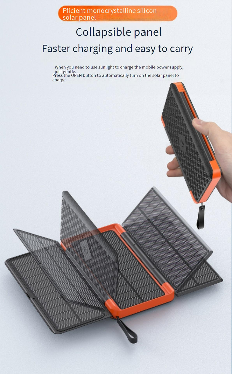 Power Bank Multifunktionales faltbares Solarladegerät 20000 MAh Mobile Power Bank mit großer Kapazität für Camping im Freien_voghion.com