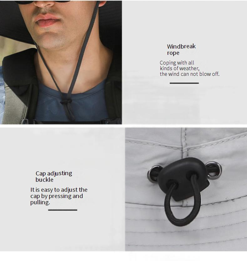 Solar-Powered Cooling Hat With Detachable Fan - Wide Brim Sun Hat For Men, Ultra-Strong Wire Frame & Adjustable Airflow For Outdoor Activities_voghion.com