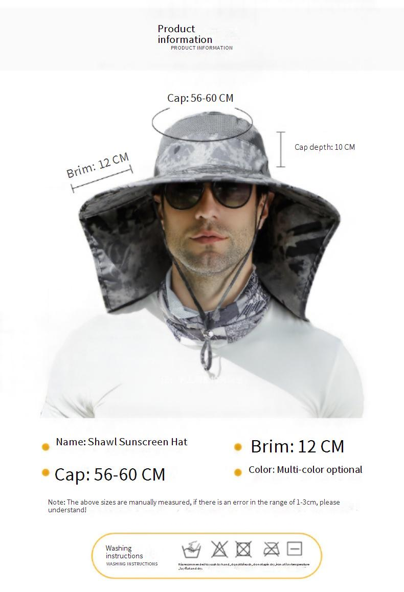 Cappello da sole unisex UPF 50+ con paranuca - Protezione UV per viaggi e pesca all'aperto in estate_voghion.com