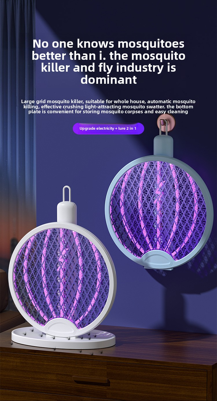 Zanzariera elettrica pieghevole USB - 2 in 1 con attrattivo automatico e luce UV (ricaricabile per uso domestico)_voghion.com