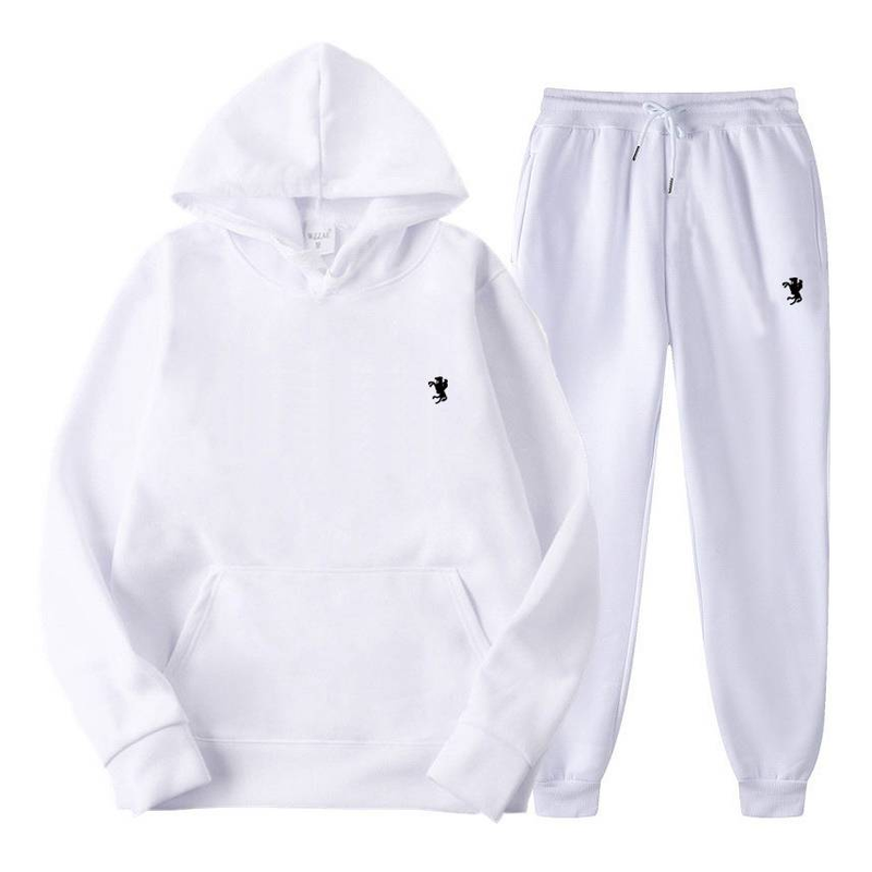 Solid Color Hoodie Set With Threaded Bottom For Men's And Women's Casual Sportswear, Sweatpants, Letter Hoodie, And Sweatpants Set_voghion.com