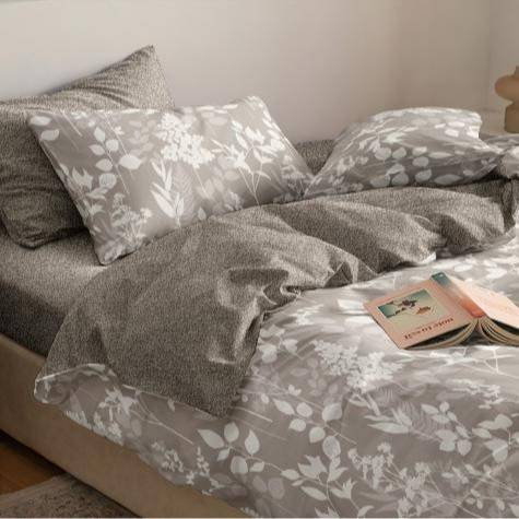Parure de lit minimaliste 3 pièces - Motif géométrique gris et blanc, tissu brossé doux, compatible avec les lits US/EU/AU (Twin/Full/Queen/King)_voghion.com