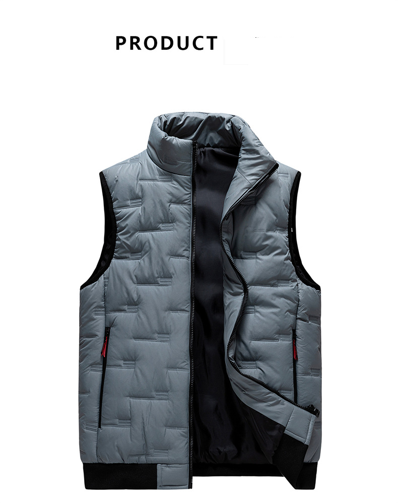 Men's Multi-Pocket Stand Collar Vest Jacket - Lightweight Warm Fleece Lined Slim Fit Casual Outerwear For Winter (Grey/Black/Khaki, Sizes M-8XL)_voghion.com