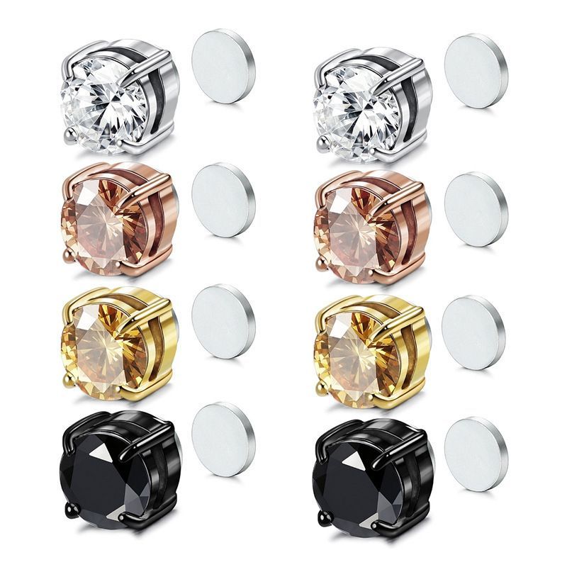 Non Pierced Magnet Ear Clip Magnetic Zircon Unisex Fashion Earrings_voghion.com