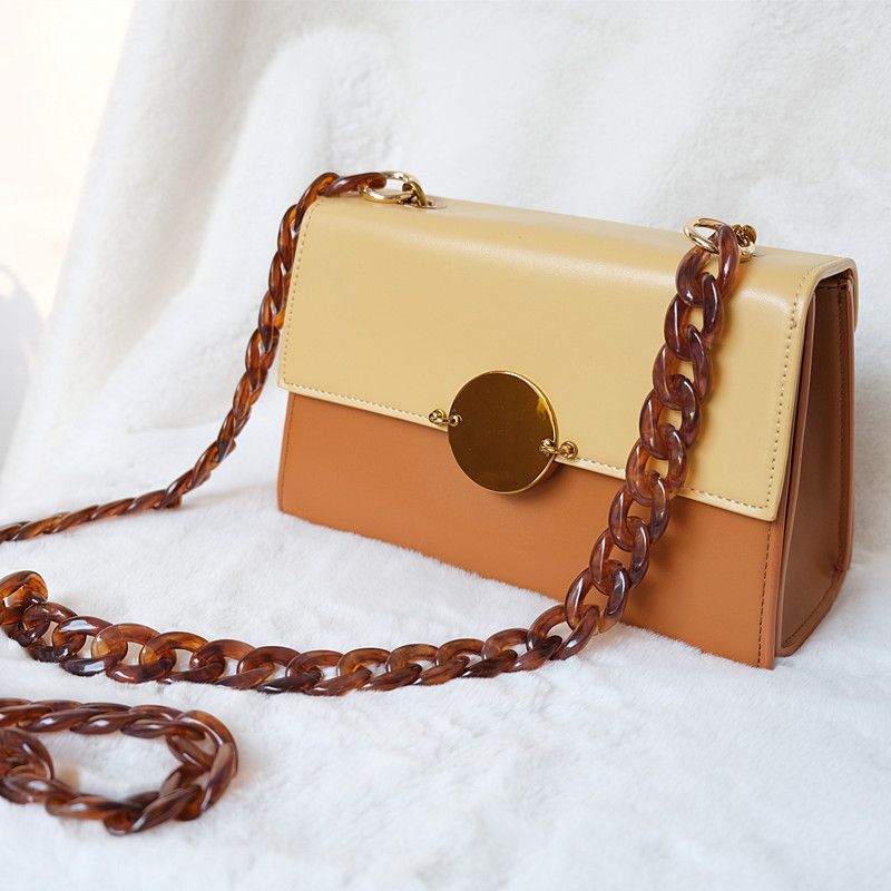 Vintage Bunte Acrylharz Farbblock Handgemachte Abnehmbare Dicke Tasche Dekoration Kette_voghion.com