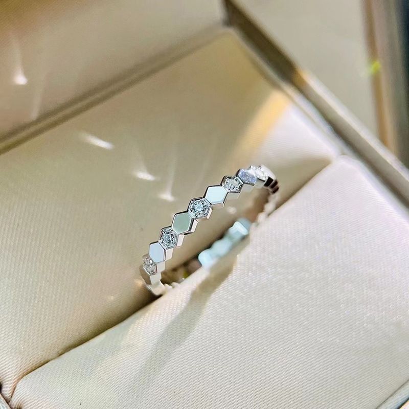 Anéis de ouro rosa Sier para mulheres, finos e empilháveis, em formato de favo de mel, joias para casamento, eternidade, sem caixa_voghion.com