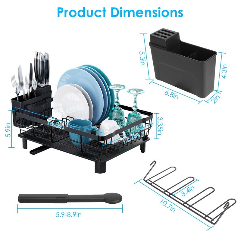 Dish Drying Rack Drain Board Utensil Holder Organizer Drainer Tableware Organizer Kitchen Countertop Storage Shelf_voghion.com
