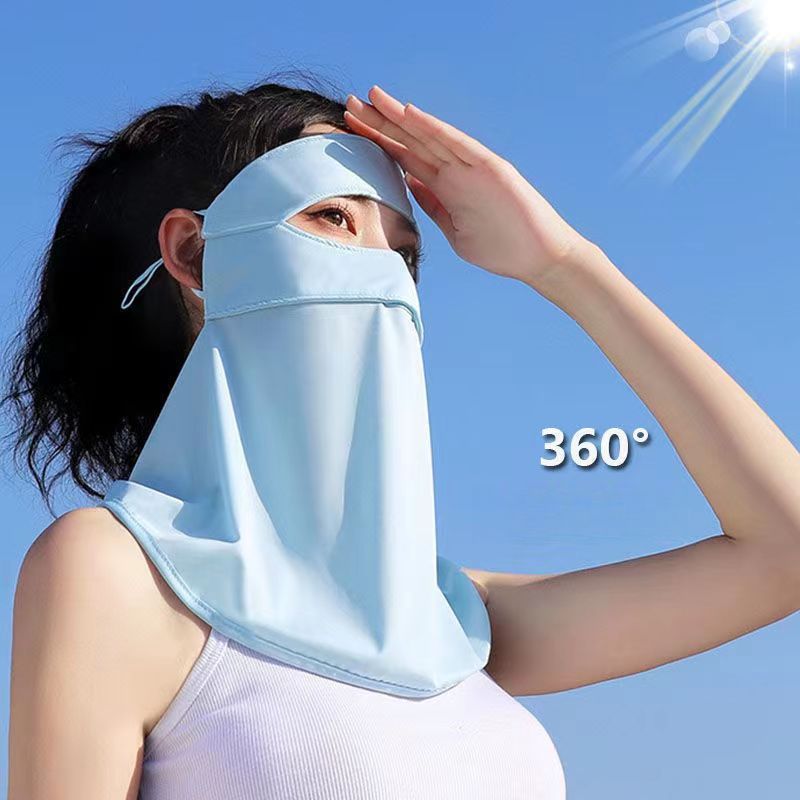 Facekini Sun per donna, protezione solare integrale in seta di ghiaccio, protezione UV, traspirante, per ciclismo_voghion.com
