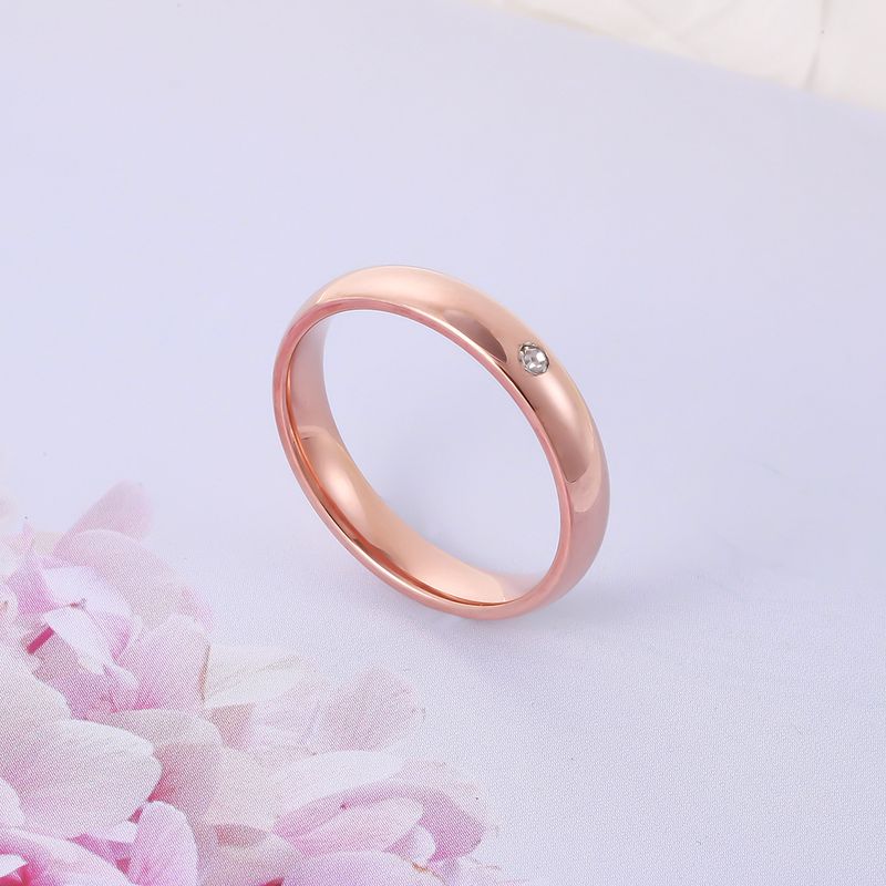 Korean Style Simple Titanium Steel Single Diamond Fashion Trend Small Round Ring For Female Students Couple Rings_voghion.com