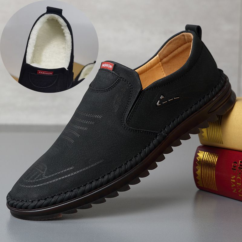 Unbeatable Quality Leather Spring New Casual One Foot Soft Breathable Sleeve, Bean Shoes, Men's Shoes_voghion.com