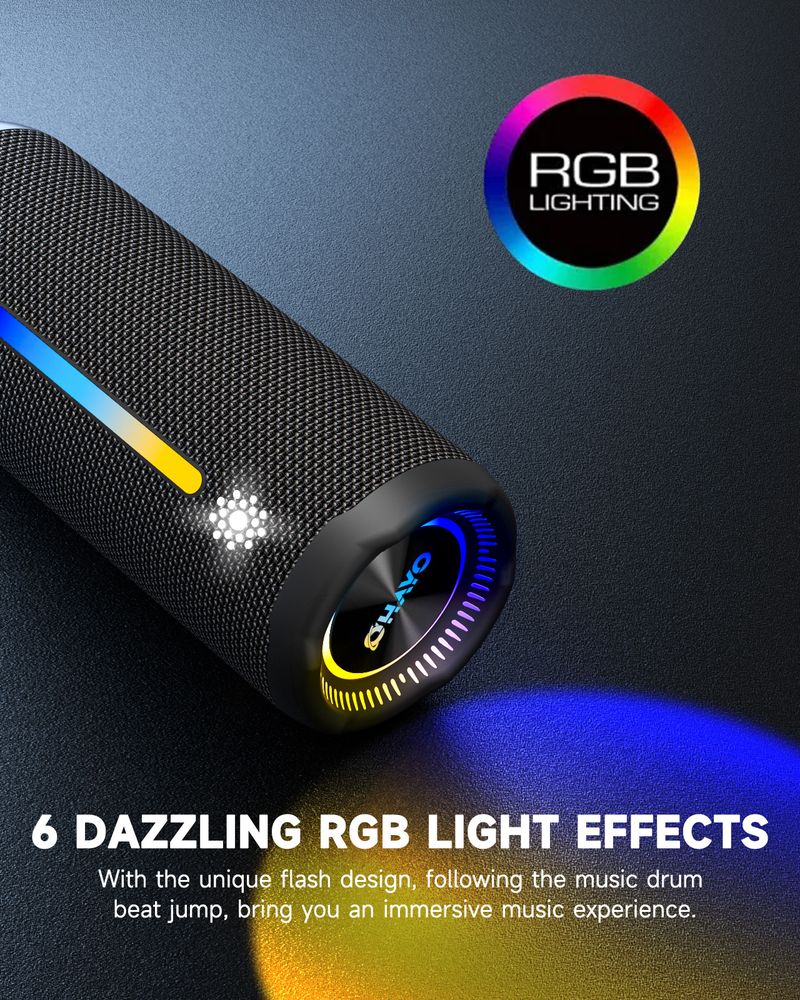 10X Bluetooth Speaker 35W - IPX Waterproof, Powerful Stereo Sound, 24 Hours Playtime, TWS Pairing, Dazzling Lights_voghion.com