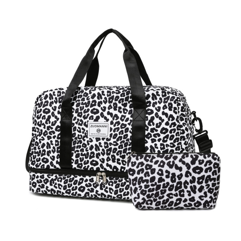 Leopard Pattern Travel Duffle Bag, Nylon Large Capacity Sports Gym Bag, Lightweight Carry On Luggage_voghion.com