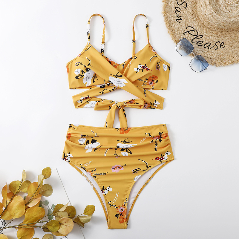 Maillots de bain pour femme Sexy Split Bikini Bikini Cross Leopard Pattern Maillots de bain_voghion.com