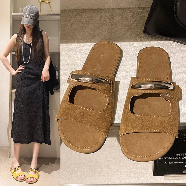 Women's Flat Sandals 2025 New Multifunctional Single Strap Beach Vacation Shoes_voghion.com