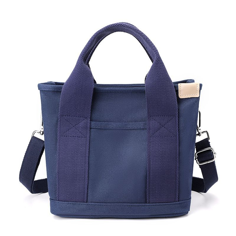 Women Small Bag with Zipper Fashion Lady Single Shoulder Portable Thickened Canvas Mobile Phone Bucket Tote Bag_voghion.com