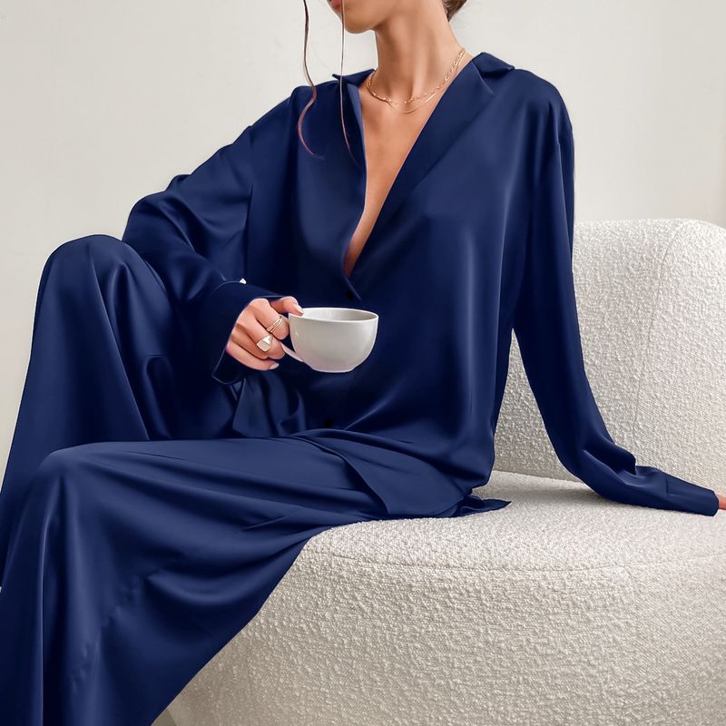 Women's solid color coat pantsuit_voghion.com