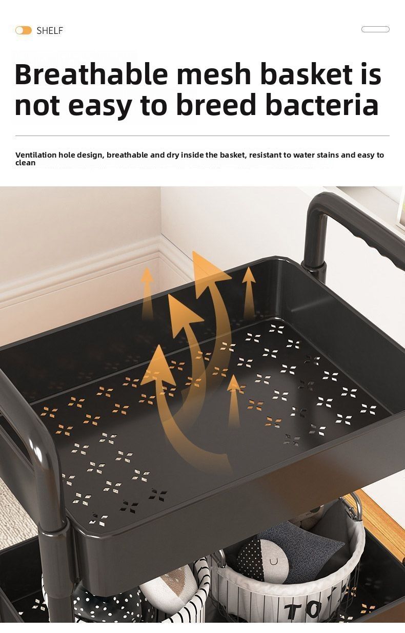Kitchen Bedside Snack Bathroom Bedroom Multi-layer Mobile Floor-standing Small Trolley Storage Rack_voghion.com